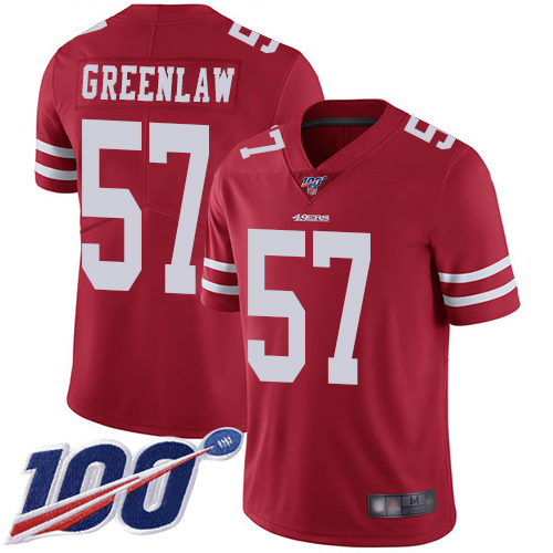 San Francisco 49ers Limited Red Men Dre Greenlaw Home NFL Jersey 57 100th Season Vapor Untouchable